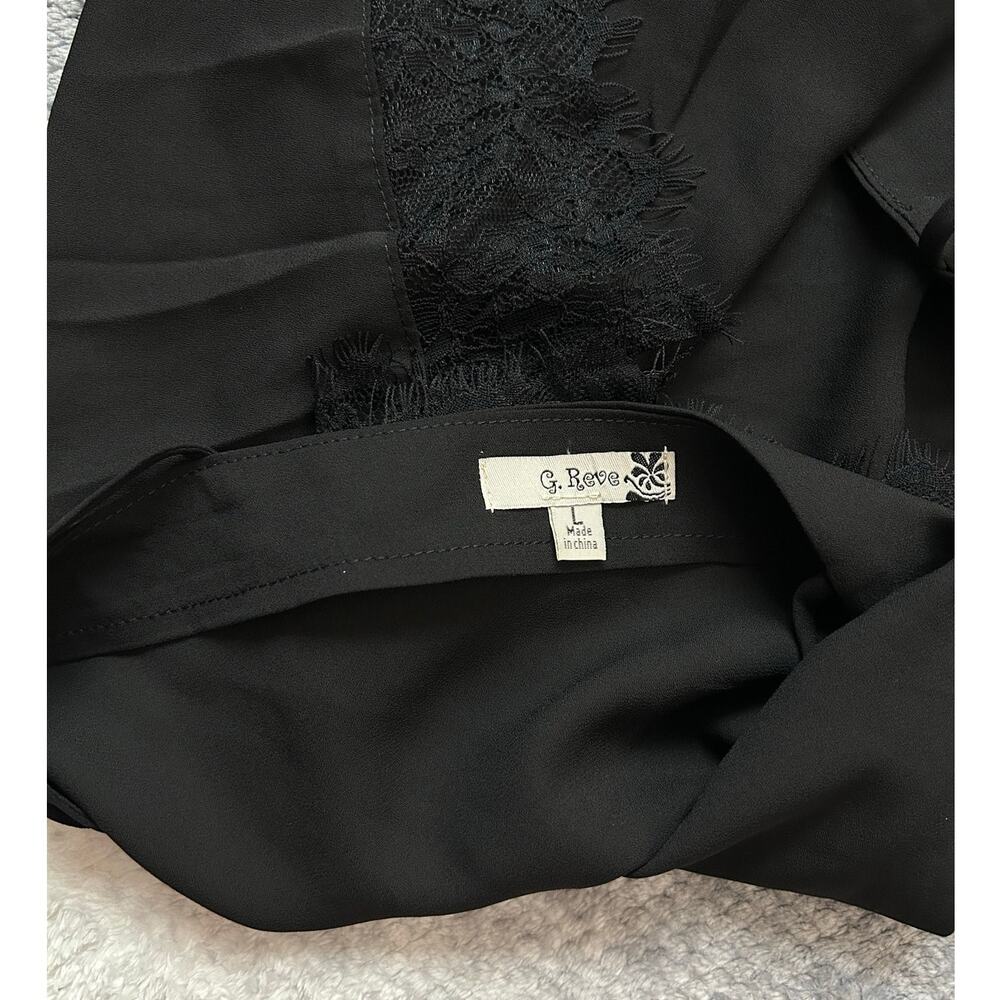 G. Reve Lace Trim Camisole Black Women Top Size Large Goth Y2K Grunge Sexy Chic - Picture 8 of 9